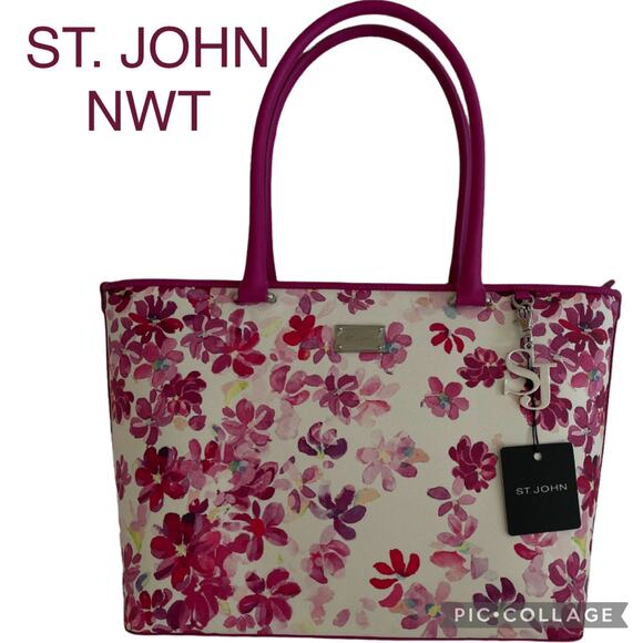 St. John Tote Bag with Floral Pattern - Picture 1 of 10